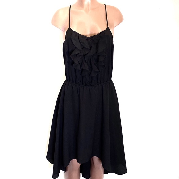 Bisou Bisou Asymmetrical Ruffle Black Dress EUC - Picture 4 of 8